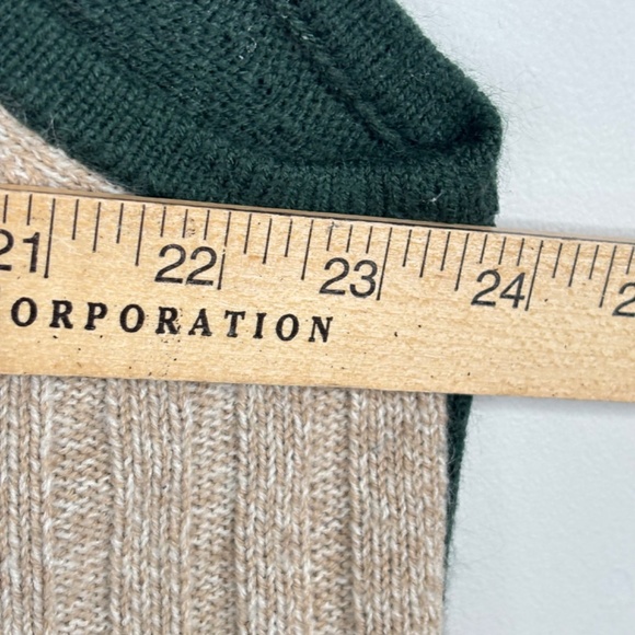 VTG Allison Daley Patchwork Knit Vest L Green Leaf Embroidery Fall St Pattys Day - Picture 7 of 8